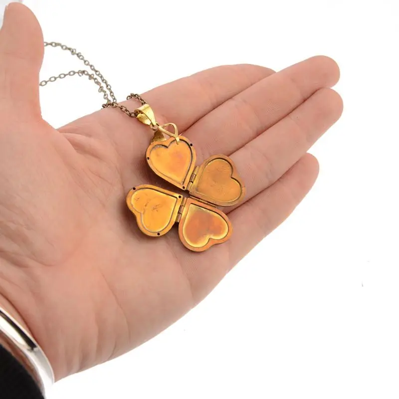 Антикварное ожерелье Lucky с четырьмя фотографиями клевера | Украшения и