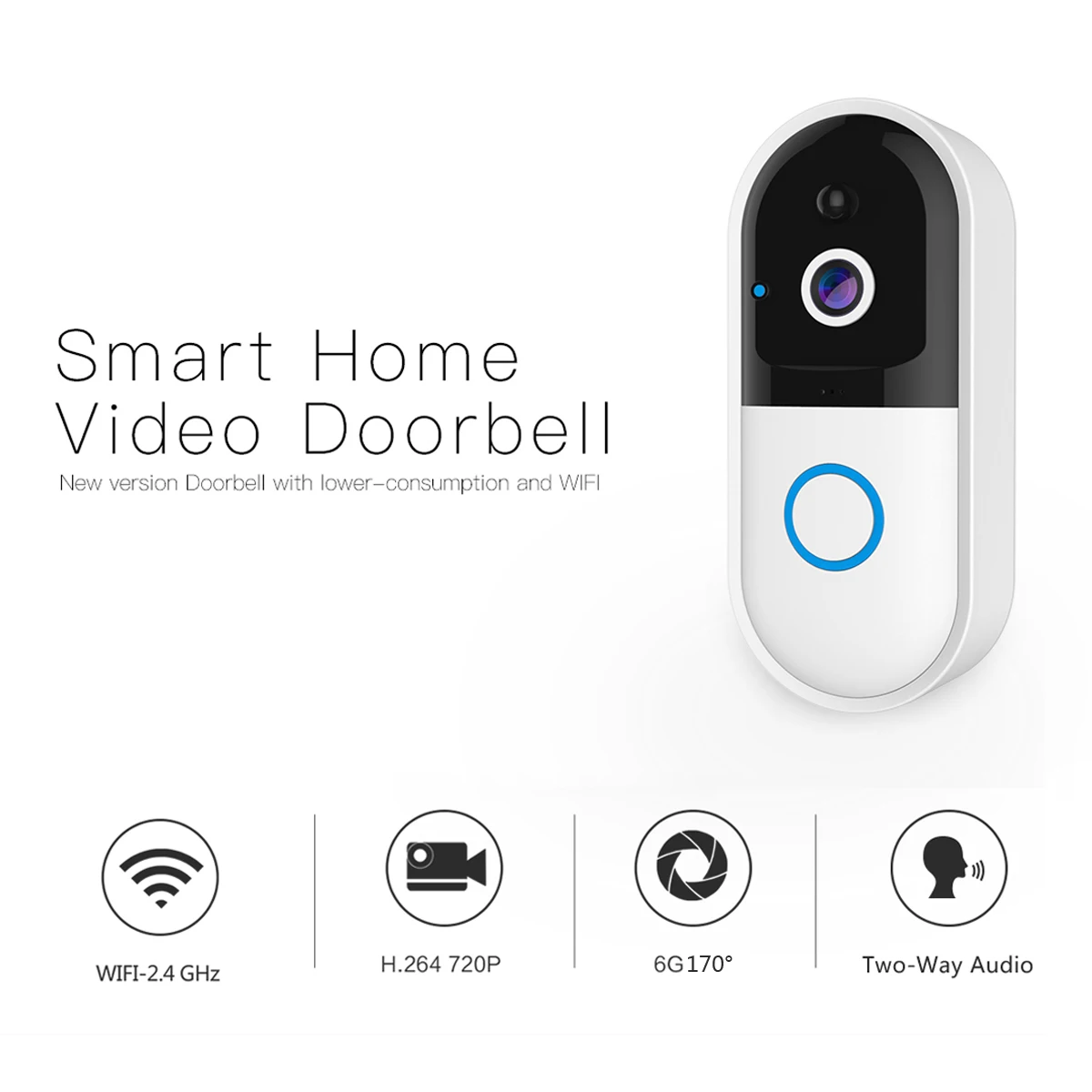 Беспроводная камера Wi-Fi для дверного звонка Smart Video домофонный дверной звонок Видеозвонок для квартиры ИК-сигнализация Беспроводная цветная камера безопасности объектива