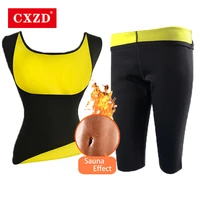 cxzd neoprene sweat sauna body shapers vestpant waist trainer slimming vest shapewear super lose weight control pant