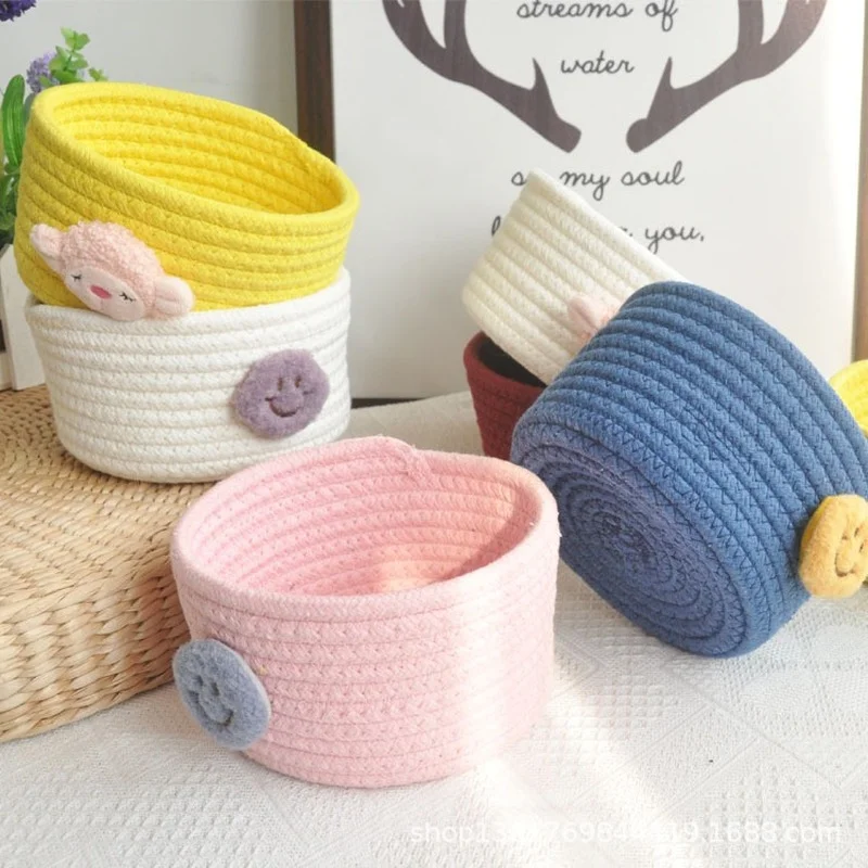

Eco-friendly Cotton Cartoon Storage Basket Desktop Debris Storage Basket Cosmetic Hairpin Key Storage Basket