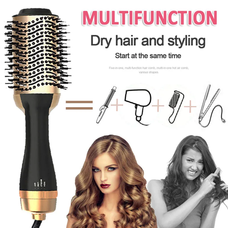 2 в 1 щетка для горячего воздуха шаг выпрямитель волос расческа завивки