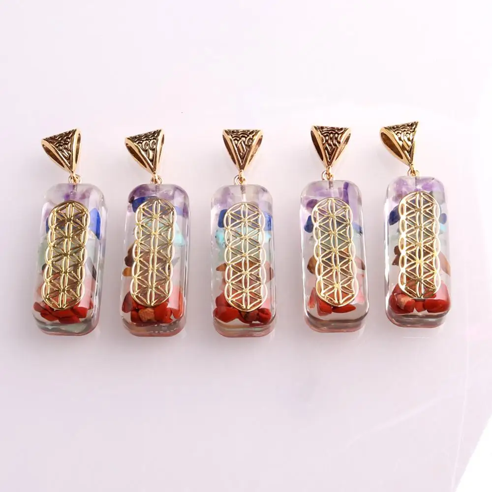 

6PCS Women Fashion Natural Stone Chakra Pendants Arabic Healing Pattern Necklace Pendant Druzy Reiki Meditation Pendulum Amulet