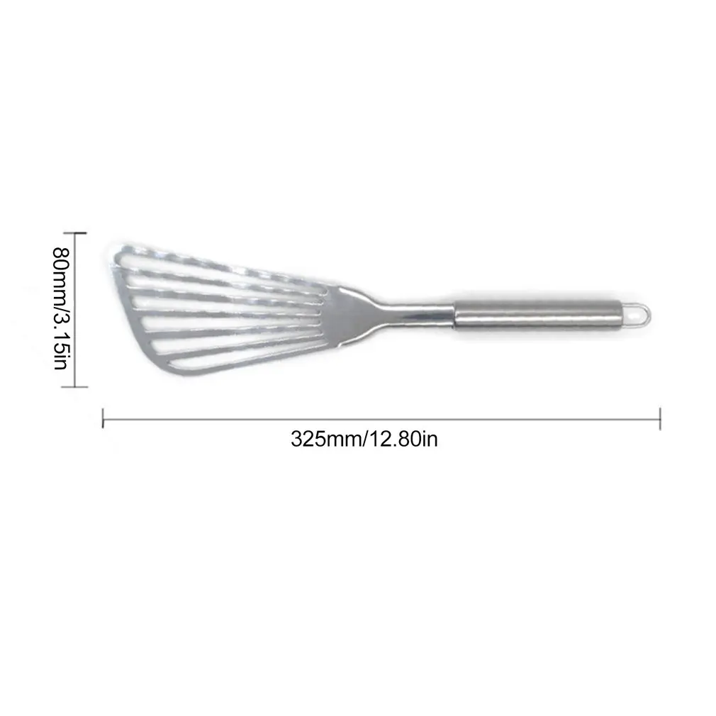 

Stainless Steel Fried Fish Spatula Thickened Polished Fan Shovel Kitchen Supply Slotted Shovel With Non-slip Ergonomic Handle