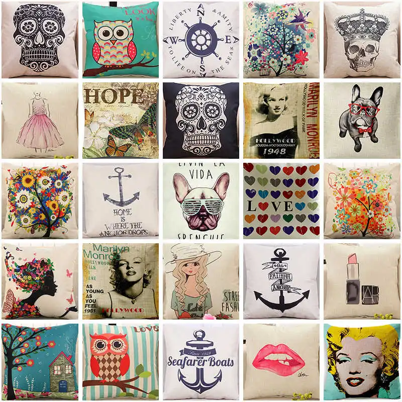 Декоративные диванные подушки 45x45 см квадратная наволочка из хлопка и льна для