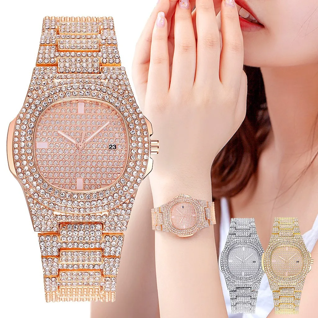 

Часы наручные женские кварцевые с браслетом из нержавеющей стали и календарем