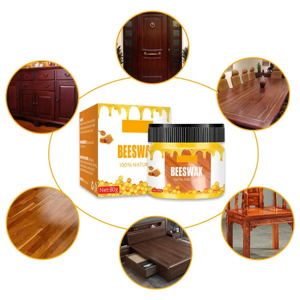 Wooden Seasoning Bee Wax With Restorer Sponges Waterproof Abrasion-Resistant Beeswax Furniture Care Complete Solution Natural |