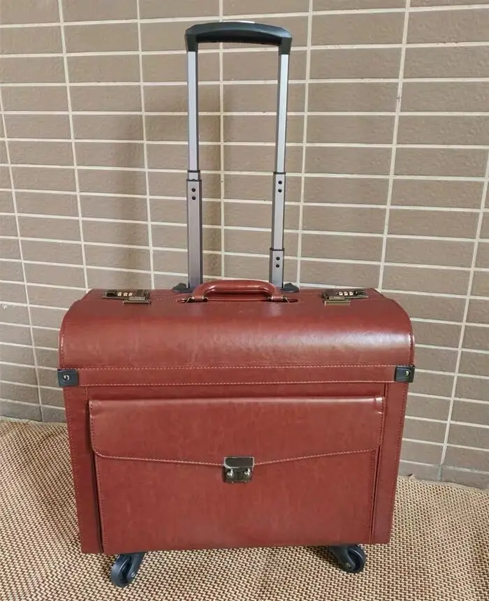 Carrylove, 19 дюймов, черный, коричневый, Ретро стиль, пилот, ручная багажная сумка, для работы в офисе - Цвет: brown
