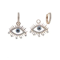 winter new rose gold color eye dangle earrings top quality blue zircon eye earrings for women man korean fashion jewelry 2021