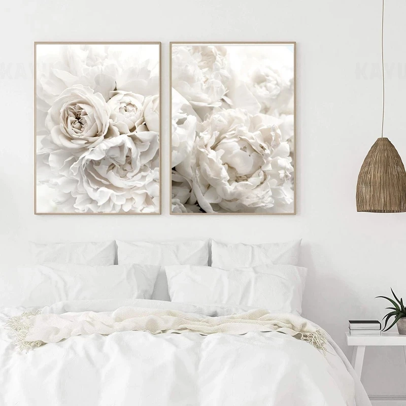Белый романтический цветок домашнее украшение картина роза пион элегантная