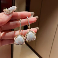 fashion rhinestone tassel drop earrings for women vintage jewelry party wedding bridal accessories trendy pearl dangle earrings