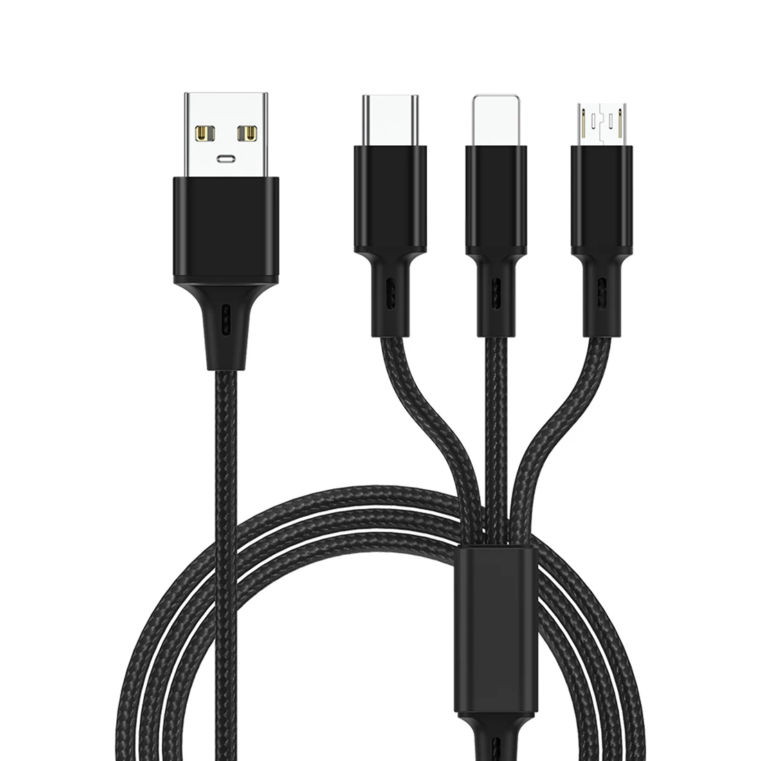 Черный 3 в 1 USB кабель для мобильного телефона Micro usb type C зарядный кабель для смартфона зарядный кабель Micro зарядный usb-шнур - Цвет: Черный