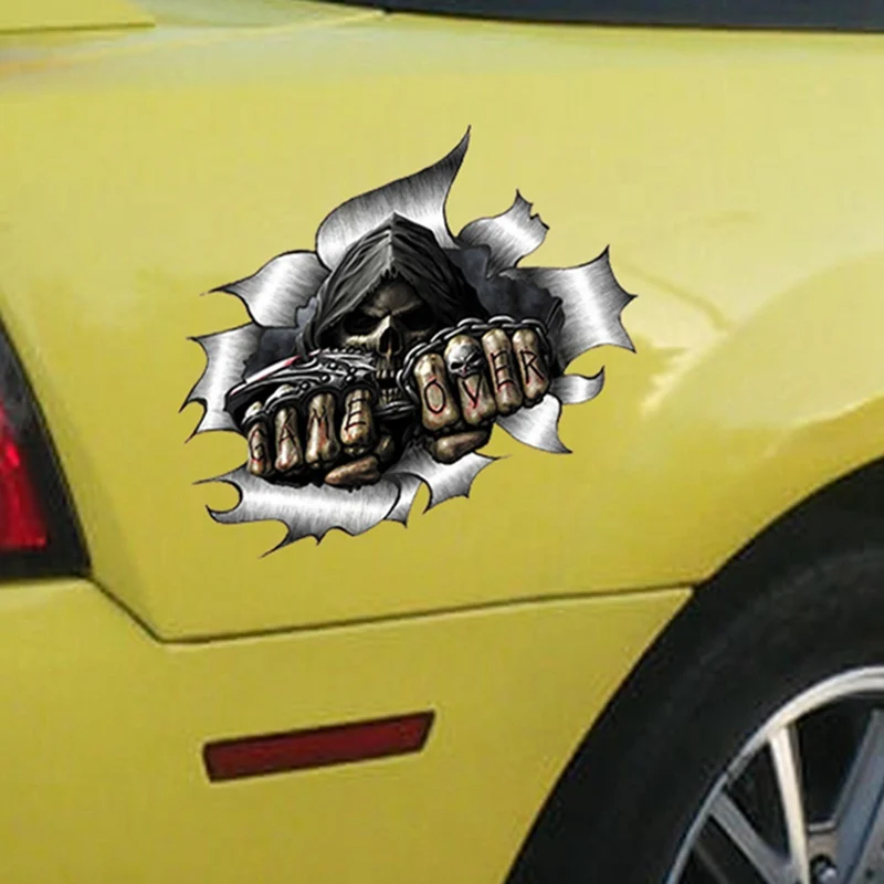 Наклейка с черепом 13x14 см металлическая разрезом JDM гонка фургон велосипед