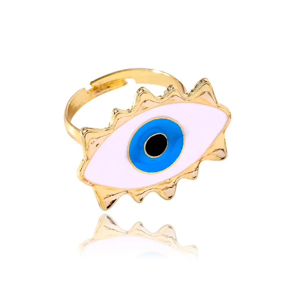 

New Design Enamel Heart Eyes Gold Rings for Women Girls Cute Love Finger Rings Opening Ring Bohemian Jewelry Gothic Accessories