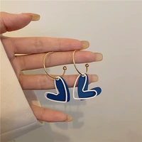 clash colored heart earrings blue earrings temperament and atmosphere earrings