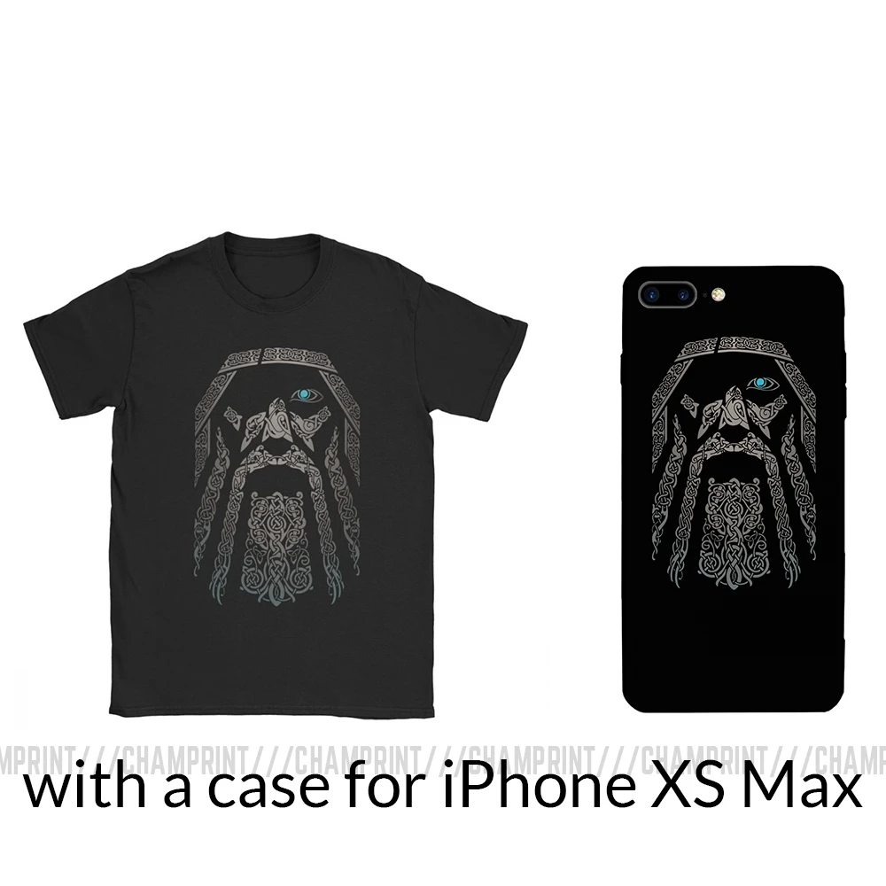 Мужская футболка ODIN Vikings Valhalla, хлопковые винтажные Топы больших размеров, футболки размера плюс, большие размеры, одежда больших размеров 4XL 5XL 6XL - Цвет: with XS Max case