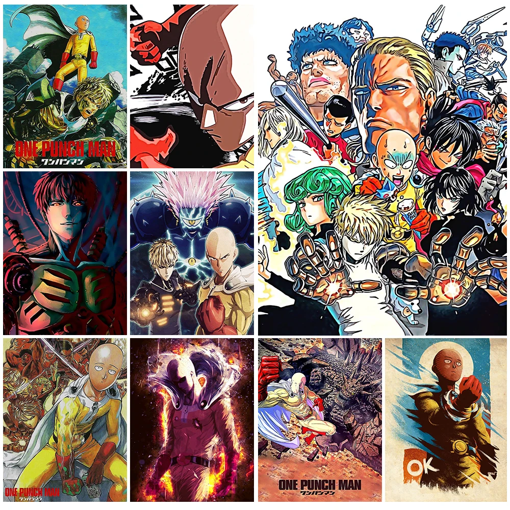 

One Punch Man Anime Character Poster And Print Saitama,Genos,King Cartoon Character Art Print Decor Wall Art Canvas Painting