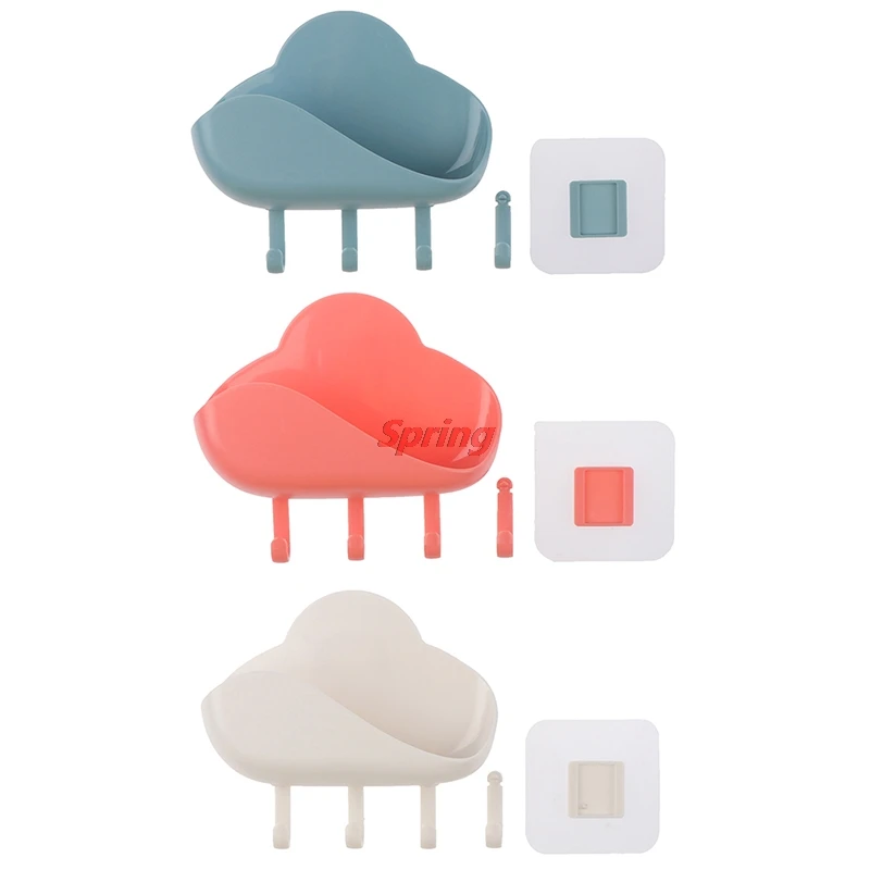 

New 1pc Cute Cloud Shape Soap Box Key Holder Home Storage Dishs Punch-free Bathroom Kitchen Holder Tray Accessories