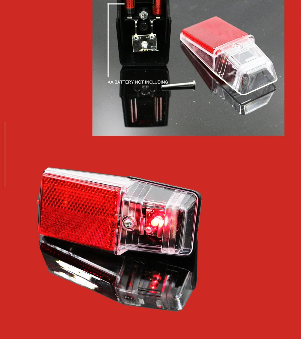 JS LED Battery Electric Bicycle Light Mount On The Mudguard Plastic Shining Js Safe Warning Taillight Bike Rear Accessories Part