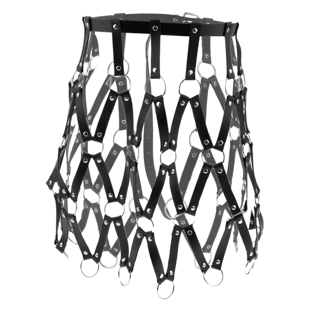 

Women Sexy Punk Leather Body Harness Skirt Adjustable Waist Belt with O Ring