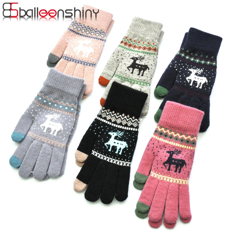 

Balleenshiny Plush Thick Warm Baby Gloves Winter Christmas Deer Mittens Children Kids Full Finger Gloves For 16Y Kids Gloves