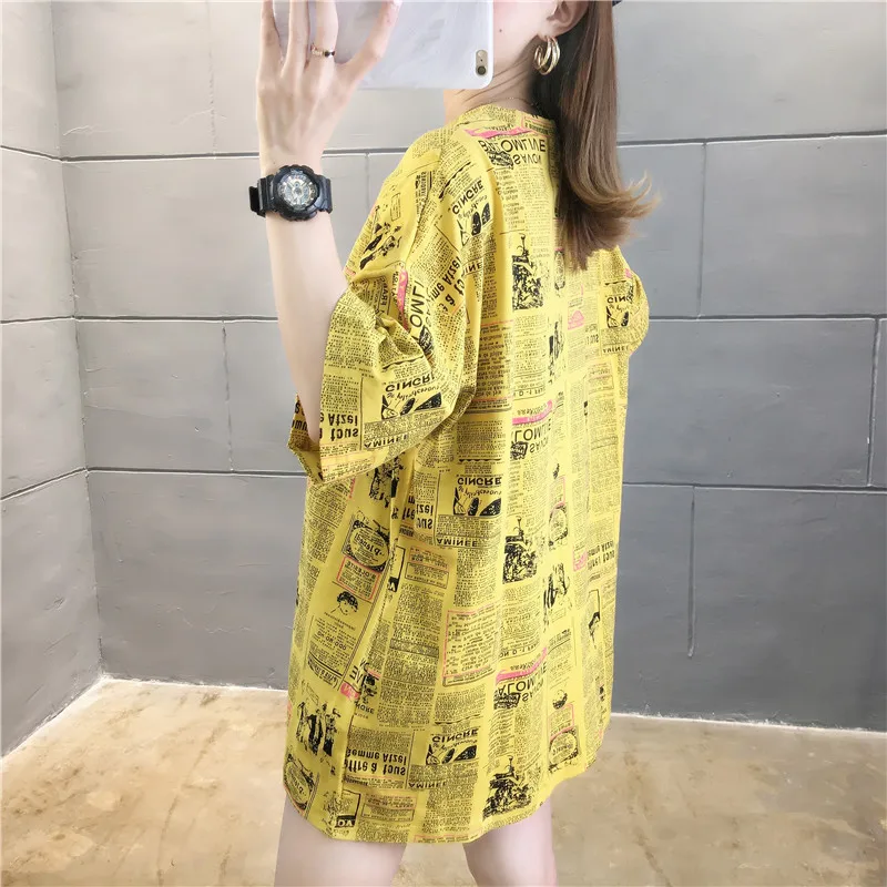 

Vintage Letters Printed Tee Female 2020 New Short Sleeve O Neck Tops Summer Tshirt Loose Casual T Shirt Women Top