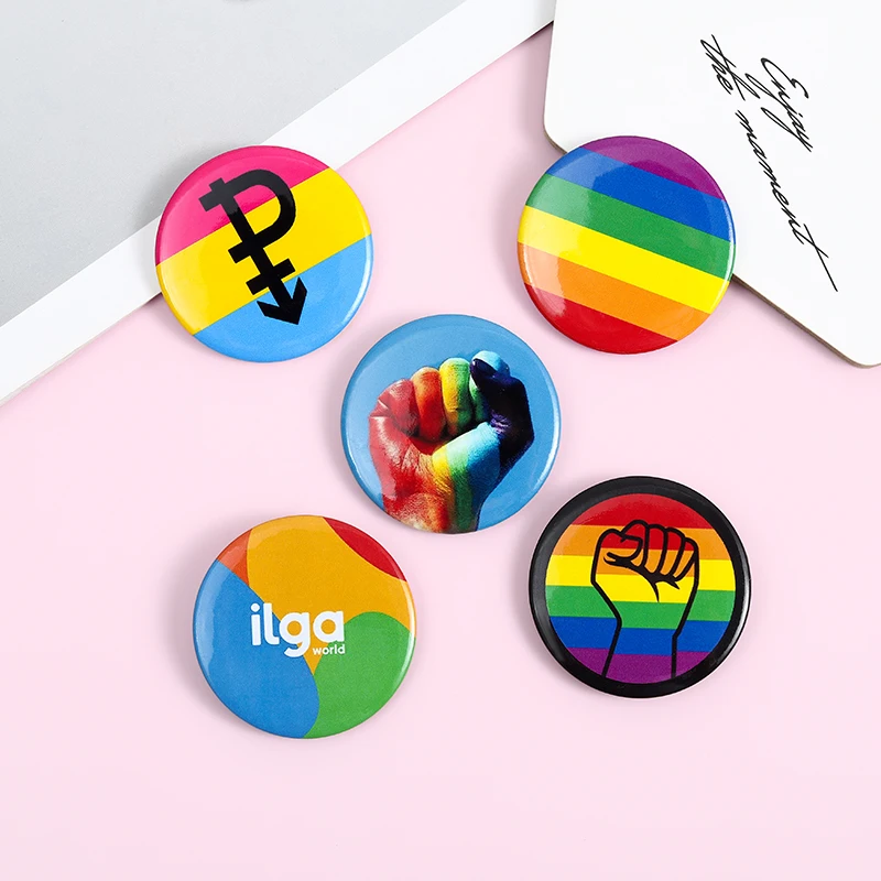 Модные эмалированные булавки ILGA радужной расцветки значки на лацкан с