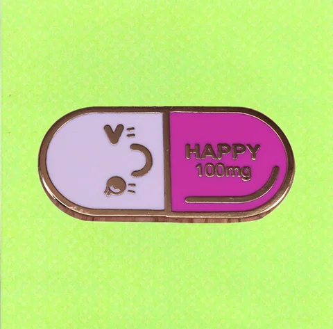 Эмалированная булавка в форме капсулы Happy capsule, креативный медицинский значок с текстом 100 мг, милая медицинская Милая Аптечная Ювелирная брошь