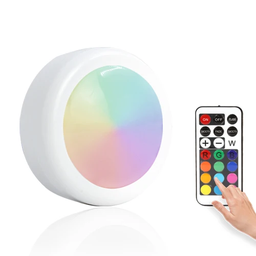 Светодиодный светильник RGB 12 цветов с сенсорным датчиком и батарейным питанием, беспроводной кухонный шкаф для лестницы, Ночной Настенный светильник - Испускаемый цвет: 1piece Lamp 1Remote