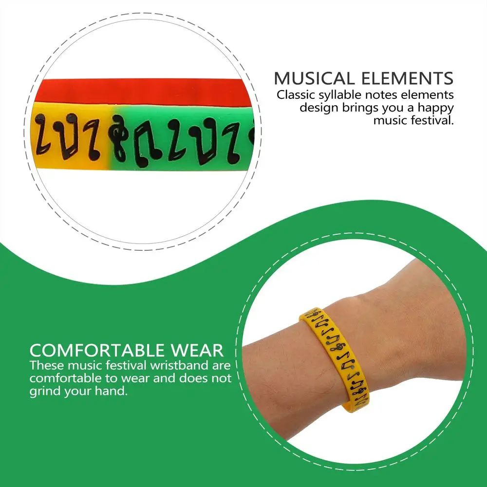 

10pcs Concert Wristbands Silicone Bracelets Silicone Syllable Notes Wristbands