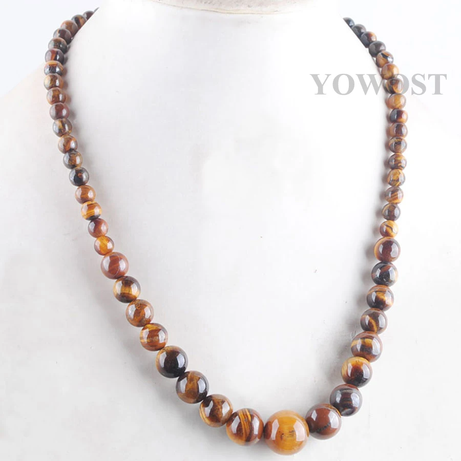 Горячая мода тигровый глаз натуральный 6 14 мм круглый гладкий камень бусы для