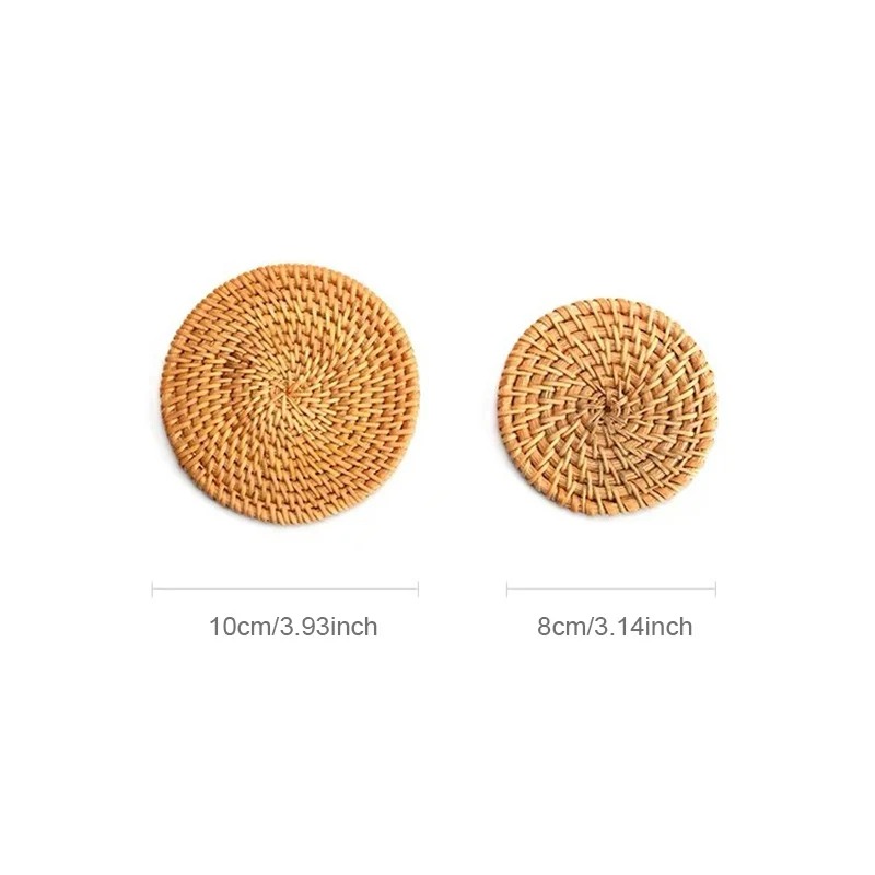 

Jute Woven Potholders Round Placemats Non-SlipTable Mats Hand-Woven Potholders Discs Bowls Pots Coffee Beverages Teacups