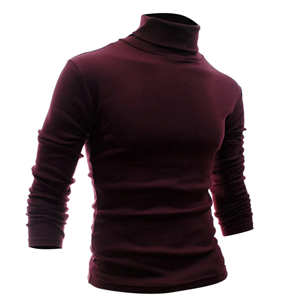 Мужской пуловер с длинными рукавами водолазка высоким воротом стрейчевая тонкая