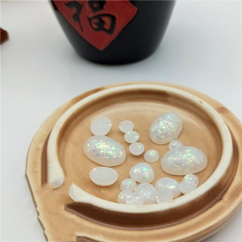 50 шт./лот Смола Украшение Овал Кабошоны Красочные Фальшивый Опал Пластиковый Круглый Плоский Кабошон Настройка для Рукоделия и Ювелирных Изделий.