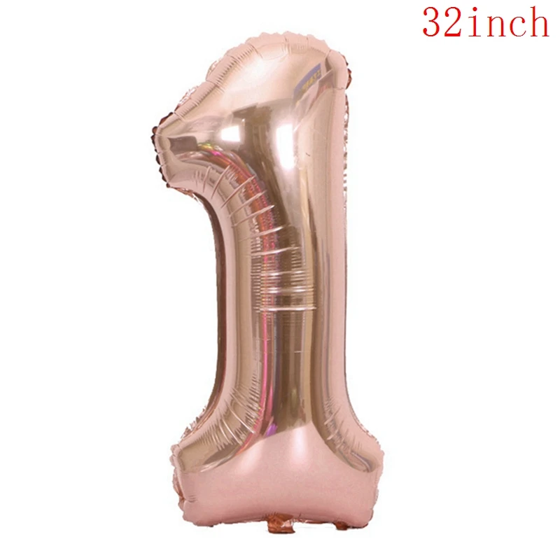 32inch Foil Number 1 Розовое золото конфетти латексные шары набор звезда сердце воздушный шар из фольги День Рождения украшения Дети Свадьба баллон детский душ принадлежности - Цвет: 32inch Foil Number 1