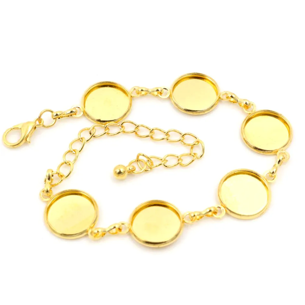New High Quality 2pcs 12mm 3 Colors Plated Six Cameo Bangle Base Bracelet Blank Findings Setting Cabochon | Украшения и