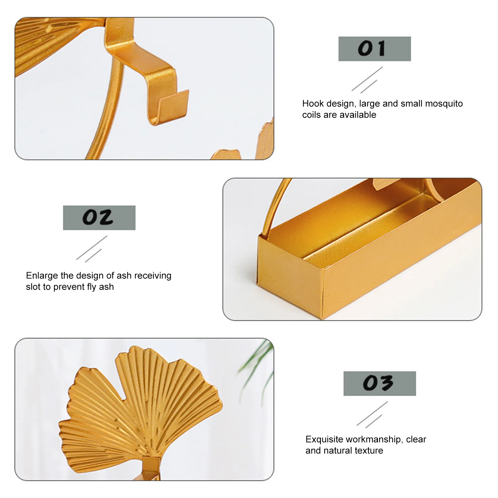 

Creative Ginkgo Leaf Mosquito Coil Holder Ornaments Wrought Iron Fireproof Hanging Mosquito Coil Rack Ginkgo Biloba Ornaments