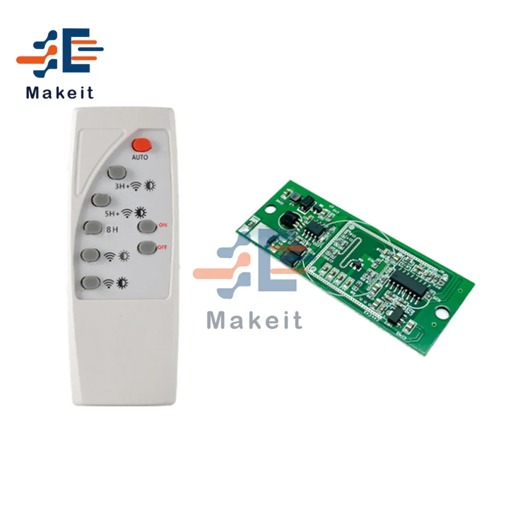 3.7V 7.4V Microwave Radar Human Body Induction Solar Controller Light Circuit Board Adjustable Sensor Module with Remote Control
