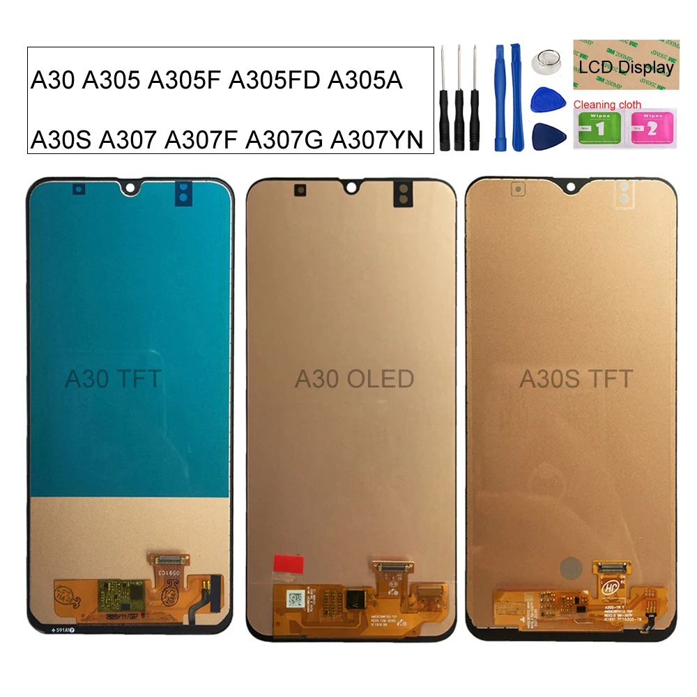 

For Samsung Galaxy A30 A305 A305F A305FD A305A LCD For samsung A30S A307 A307F A307G Lcd Display Touch Screen Digitizer Assembly