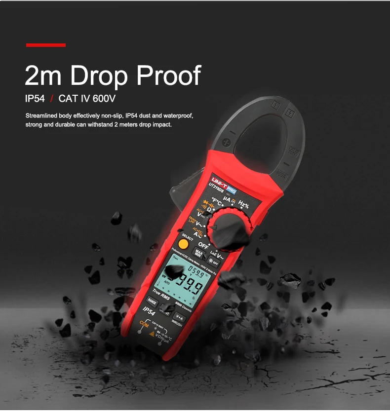 UNI-T Профессиональные Цифровые токоизмерительные клещи 1000V AC DC UT219 серии True RMS Авто Мощность 3х фазный двигатель последовательности Тесты пусковой