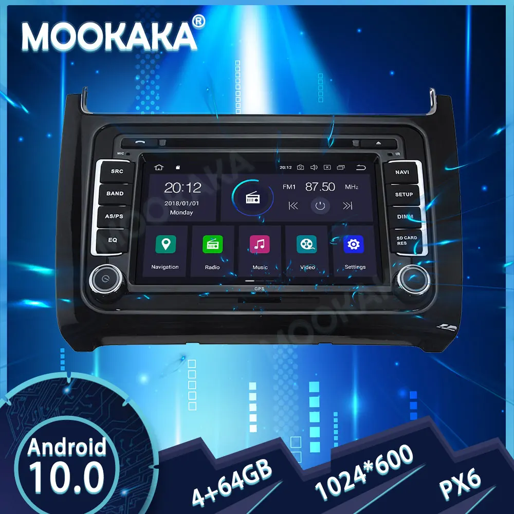 

Автомагнитола PX6, Android 10,0, 4 + 64 ГБ, экран для Volkswagen POLO 2016, GPS-навигация