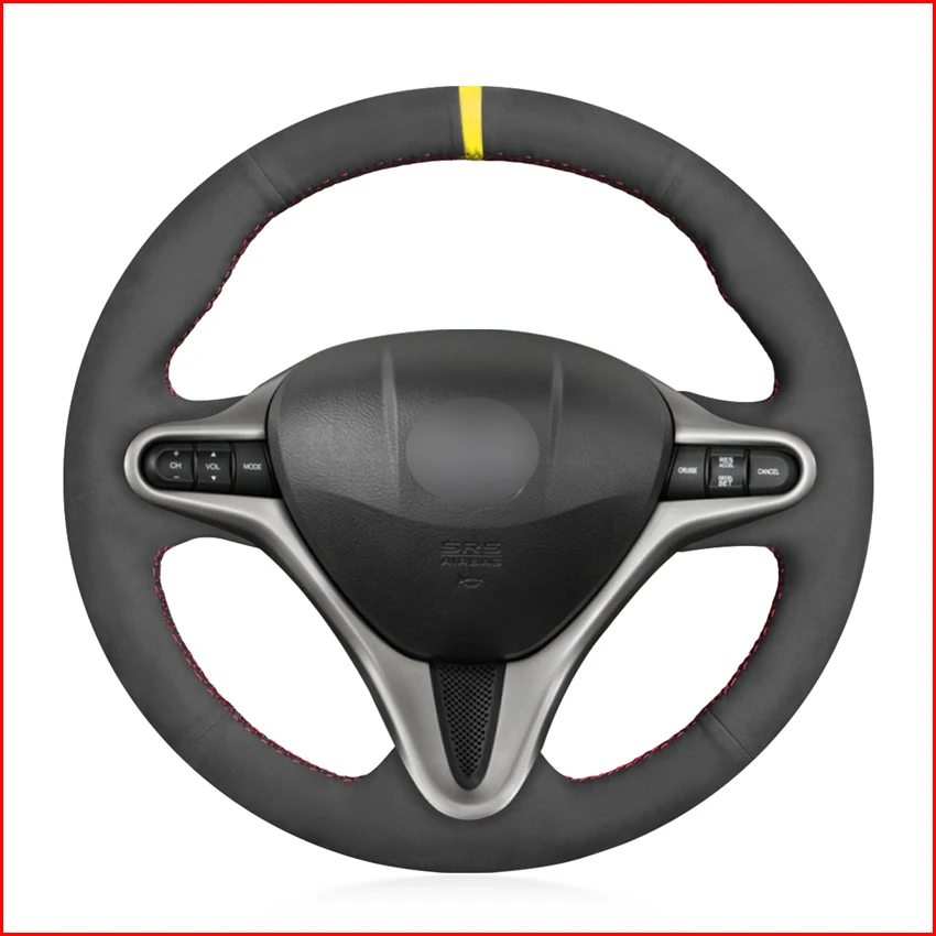 Чехол рулевого колеса из черной замши для Honda Civic 8 2006 2007 2008 2010 2011 (3 Спицы)