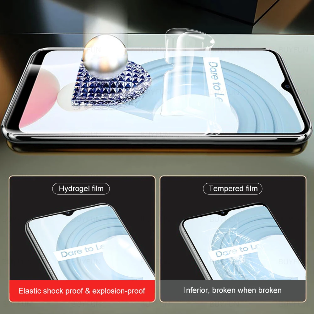 

4-in-1 Hydrogel Front Protector Not Glass For Oppo Realmy C21 C15 Clear Camera Glass On Realmy C 21 15 Screen Full Cover Film