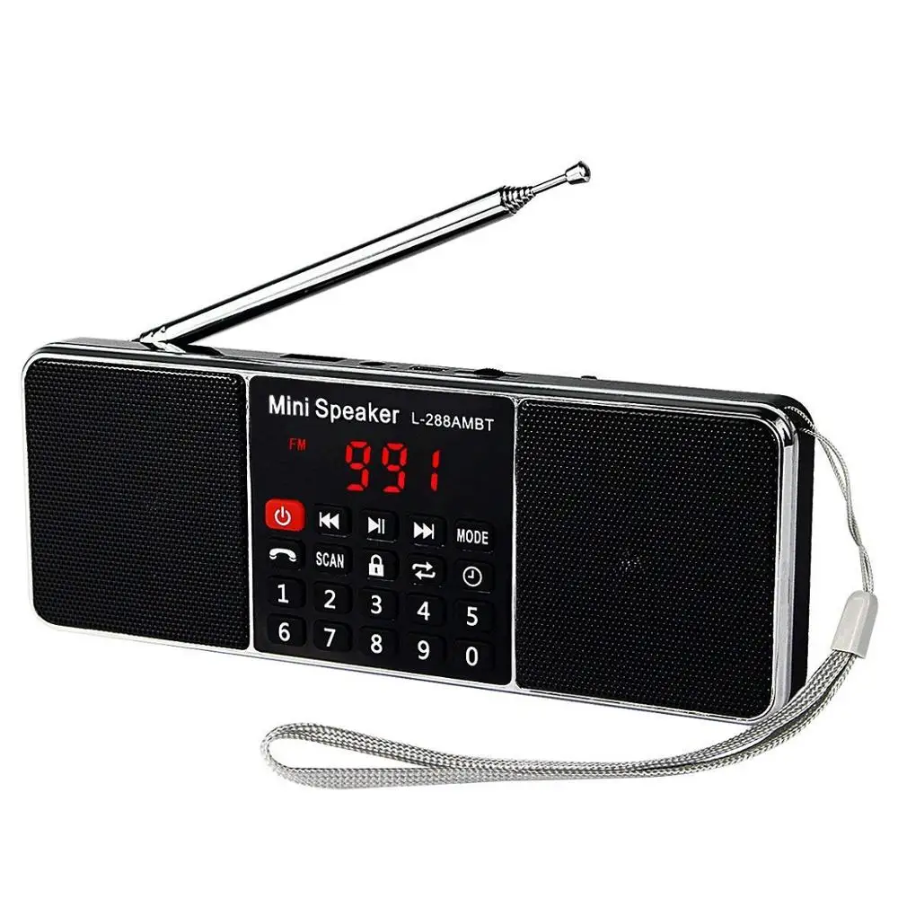 Black Портативный радио AM FM Bluetooth динамик стерео MP3 плеер TF/SD карта USB накопитель Громкая связь вызов светодиодный дисплей экран L-288 - Color: Black