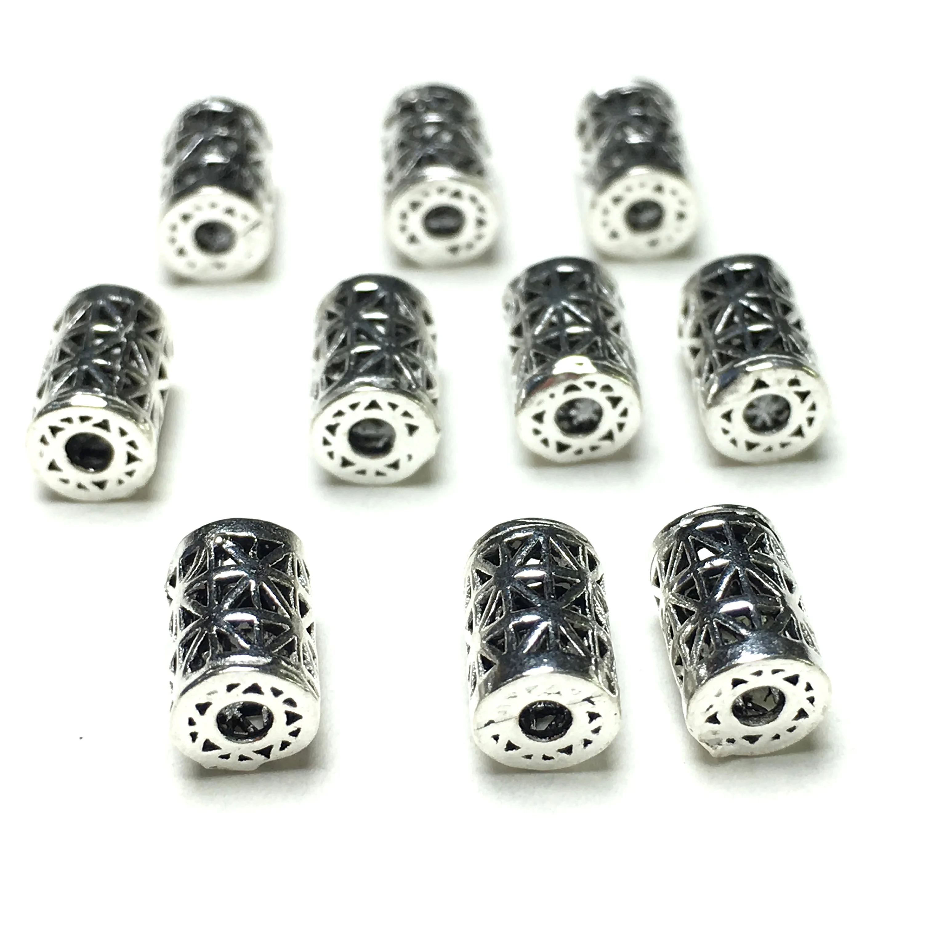 

4x8mm 10Pcs Carved Loose Spacer Tube 925 Sterling Silver Beads For Handmade Jewelry Making DIY Bracelets Necklace Accessories