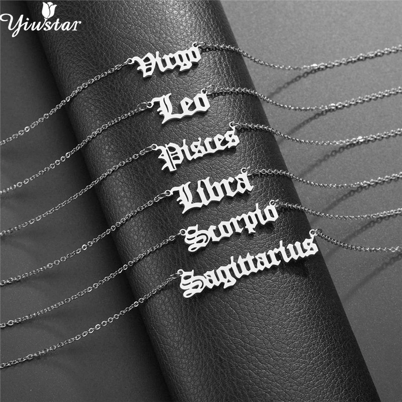Ожерелье и подвеска Yiustar со старыми английскими буквами зодиака ожерелье из