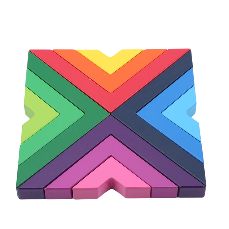 

Children Stacker Geometric Assembling Blocks Toddlers Wooden Rainbow Stacking Game Toy Nesting Educational Toys for Kids