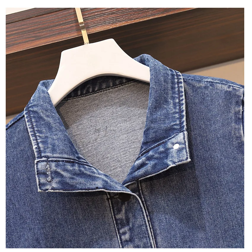 

4XL 5XL Plus Size Denim Jacket Women Long Sleeve Casual Loose Oversized Jackets Spring Autumn Jeans Coat Long Outwear