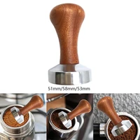 51mm53mm58mm wooden handle coffee tamper espresso powder hammer stainless steel barista tools dropshipping