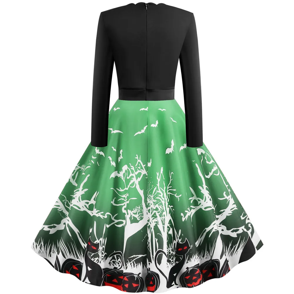 Женский халат костюмы на Хэллоуин зимние платья Осеннее винтажное платье с