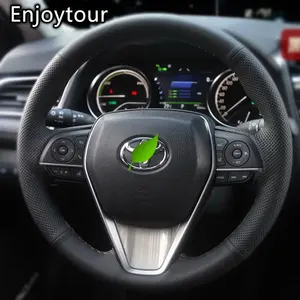 leather hand sewing car steering wheel cover 38cm for toyota rav4 ax50 corolla g12 axio altis camry xv70 avalon 2019 2020 2021 free global shipping